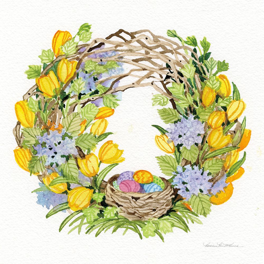 Spring Wreath II art print by Kathleen Parr McKenna for $57.95 CAD