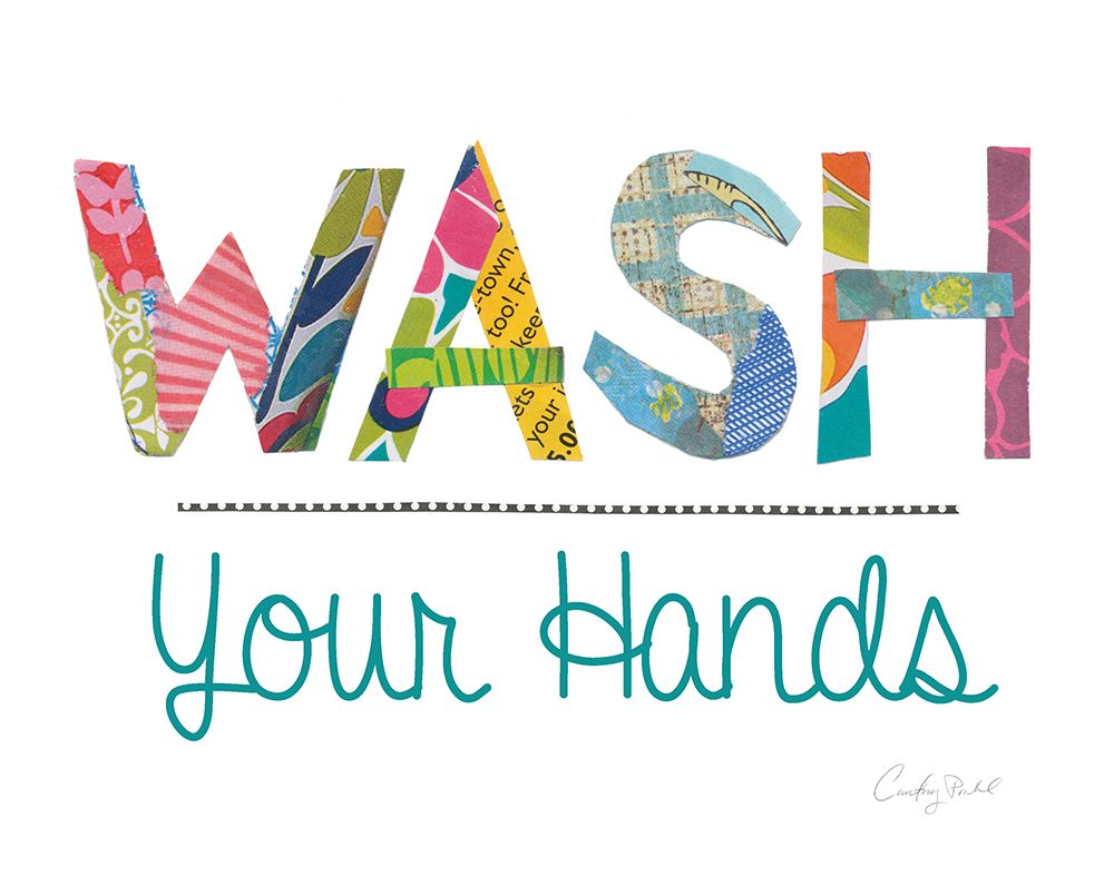 Wash Your Hands Blue Words art print by Courtney Prahl for $57.95 CAD