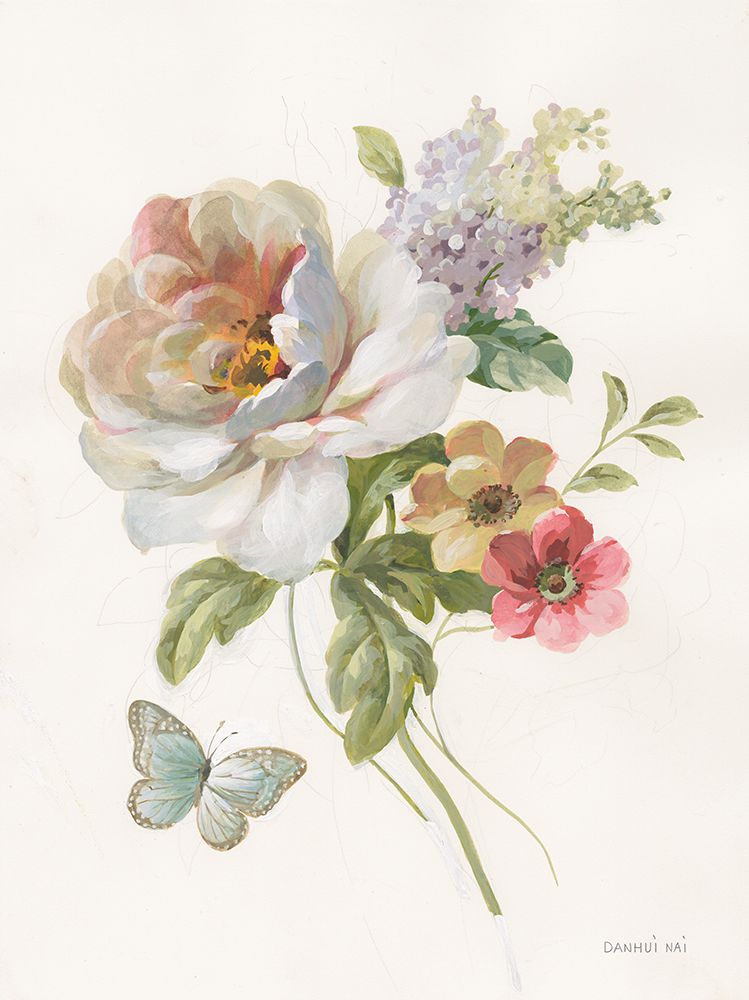 Textile Floral II White art print by Danhui Nai for $57.95 CAD