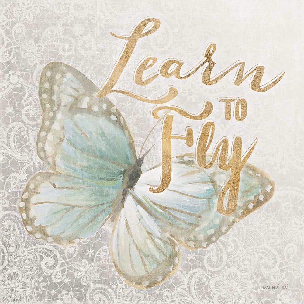 Textile Floral Butterfly I art print by Danhui Nai for $57.95 CAD