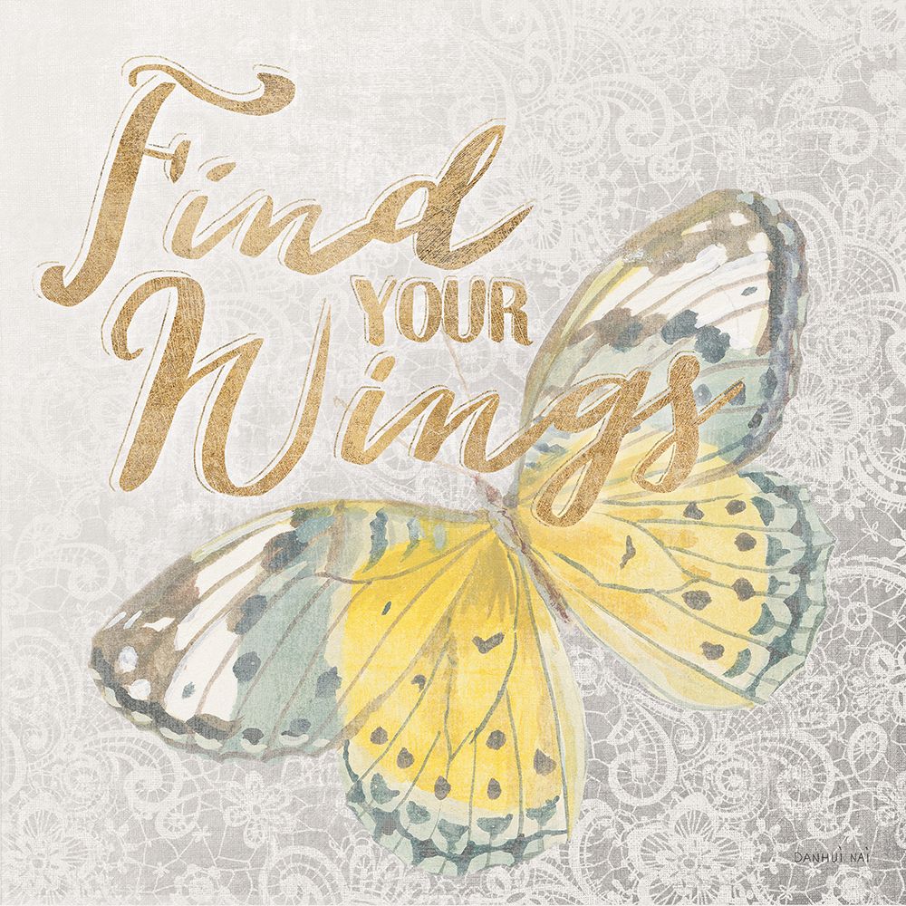 Textile Floral Butterfly II art print by Danhui Nai for $57.95 CAD