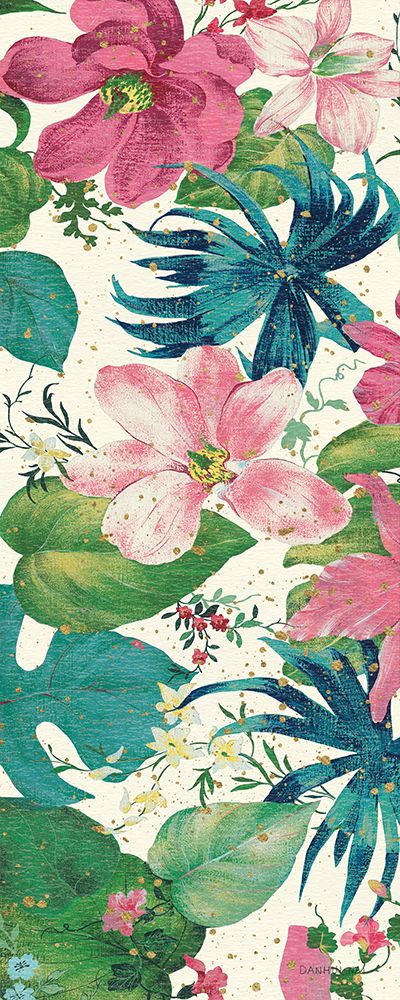 Tropical Dream Bright on Cream II Teal and Gold art print by Danhui Nai for $57.95 CAD
