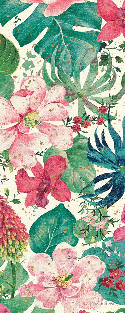 Tropical Dream Bright on Cream III Teal and Gold art print by Danhui Nai for $57.95 CAD