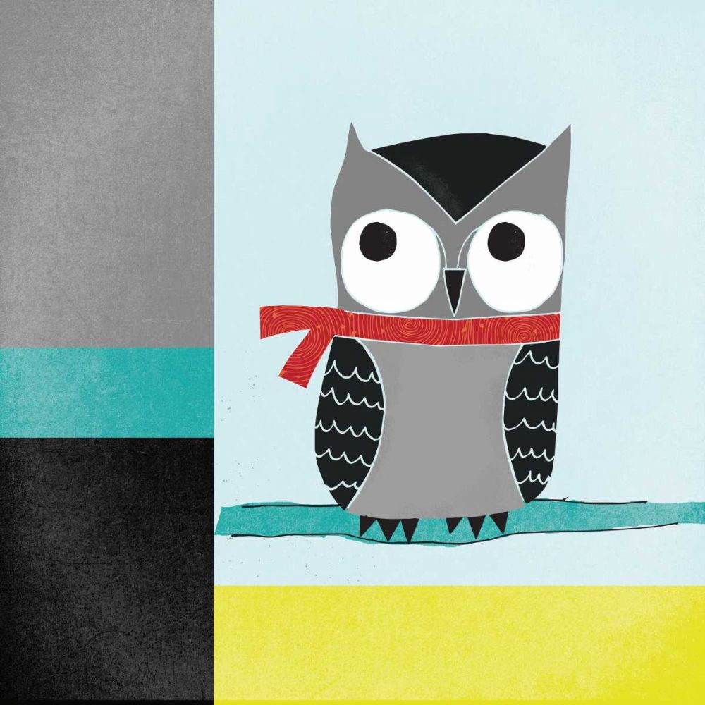 Owls III Blue Gray and Yellow art print by Cheryl Warrick for $57.95 CAD