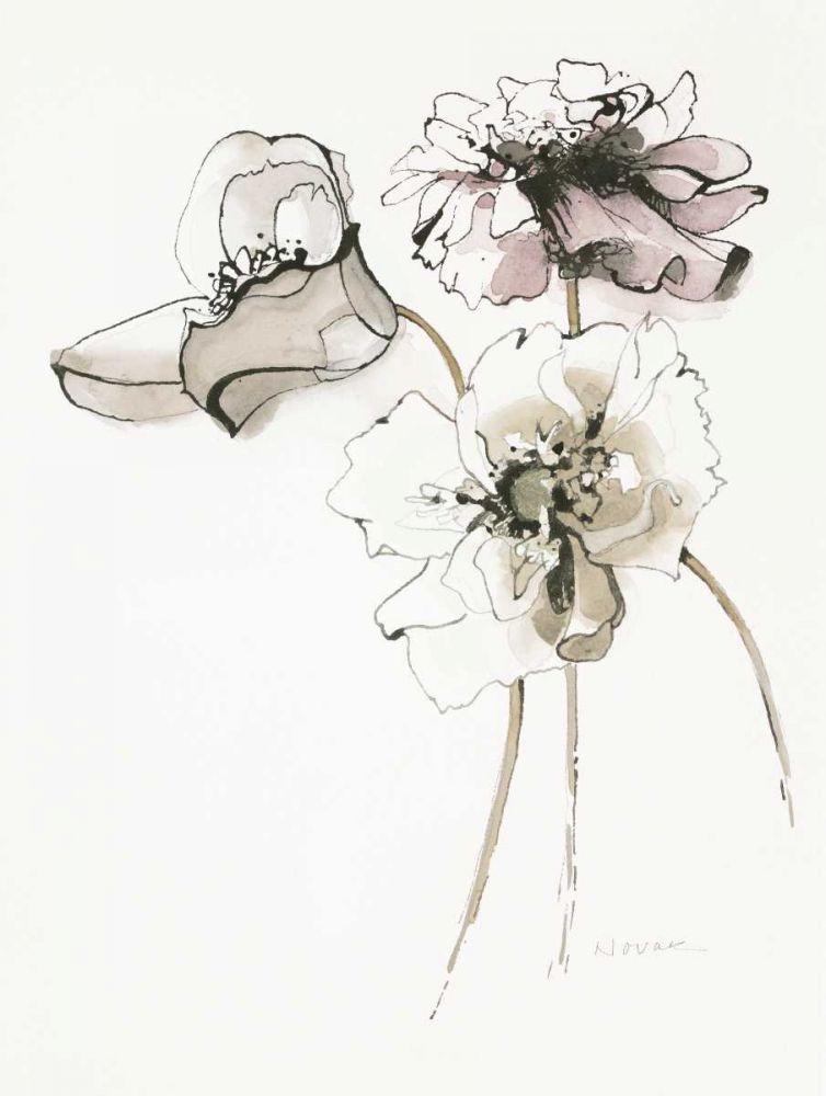 Three Somniferums Poppies Neutral art print by Shirley Novak for $57.95 CAD