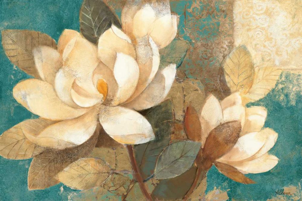 Turquoise Magnolias art print by Albena Hristova for $57.95 CAD