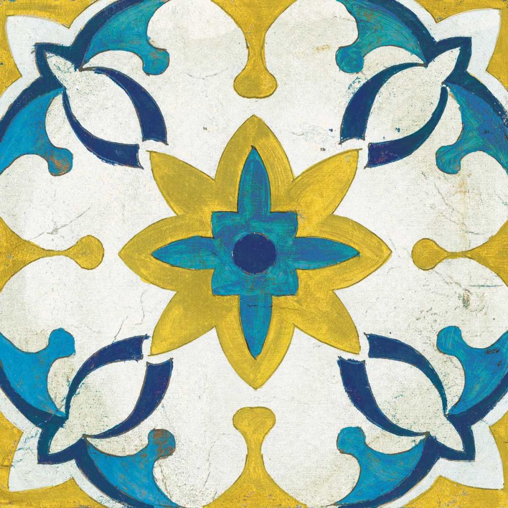Andalucia Tiles D Blue and Yellow art print by Silvia Vassileva for $57.95 CAD