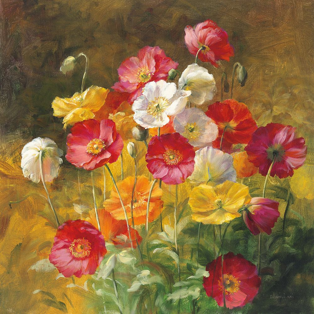 Poppies in the Field on Brown art print by Danhui Nai for $57.95 CAD