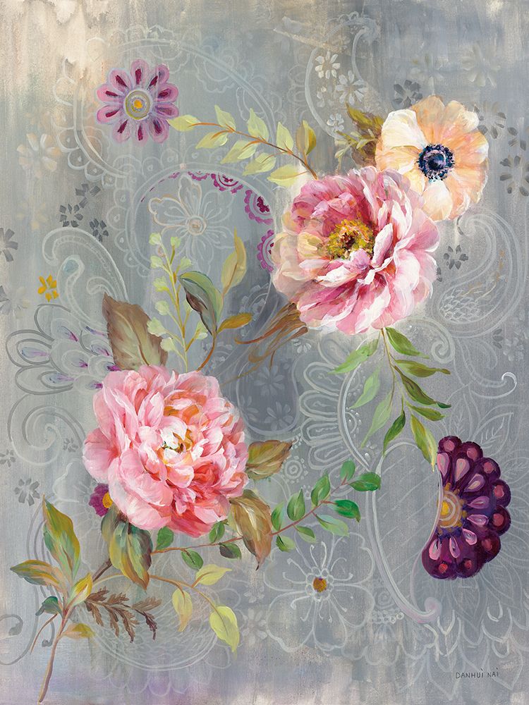 Peonies and Paisley art print by Danhui Nai for $57.95 CAD