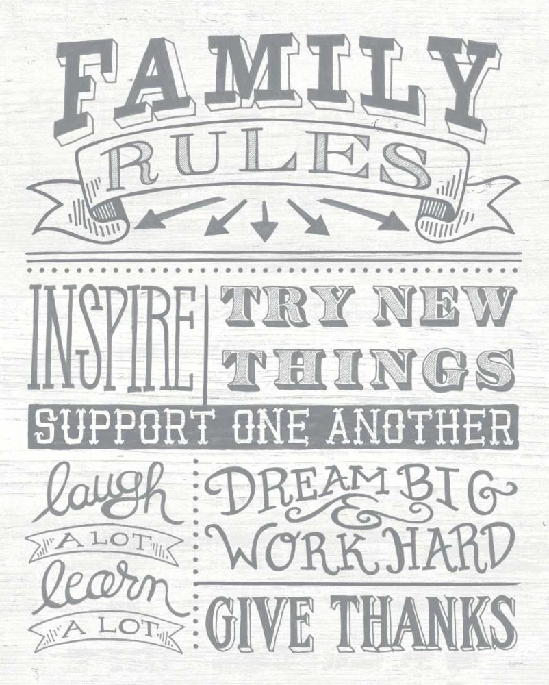 Family Rules II Gray Words art print by Mary Urban for $57.95 CAD