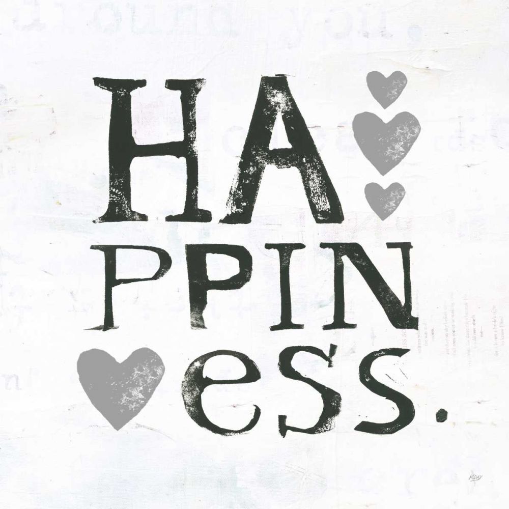 Happiness Gray Hearts art print by Kellie Day for $57.95 CAD