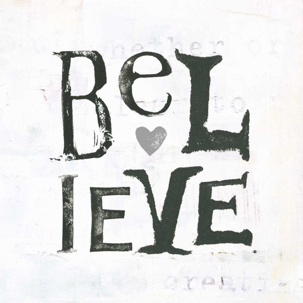Believe Gray Hearts art print by Kellie Day for $57.95 CAD