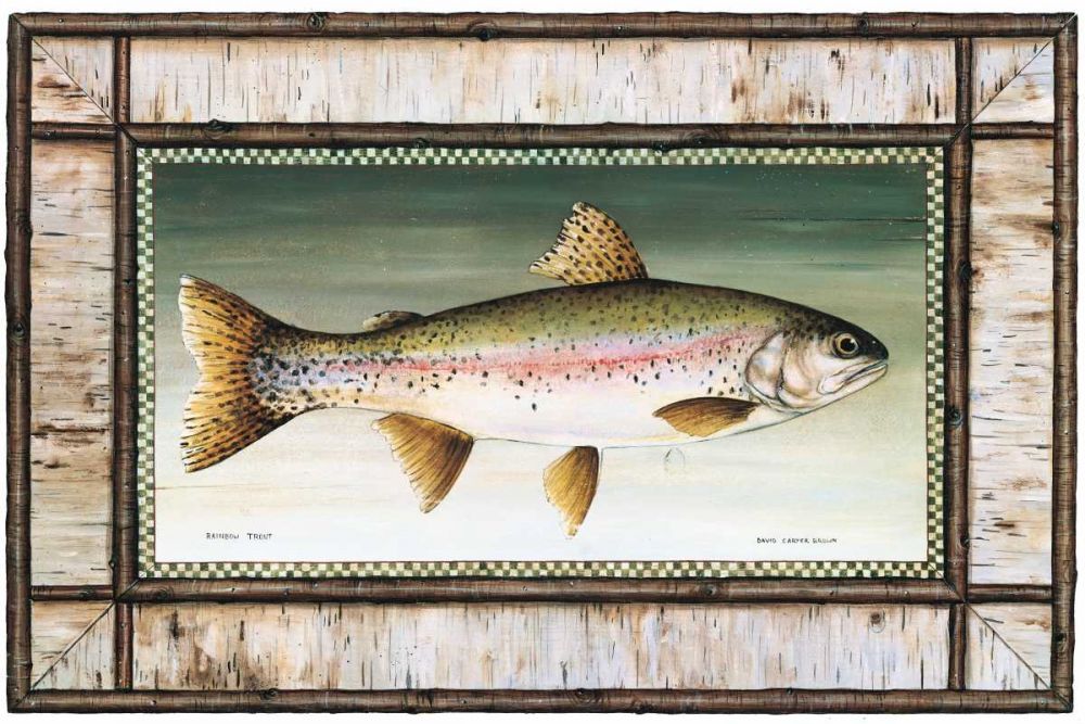 Rainbow Trout Birch Border art print by David Carter Brown for $57.95 CAD