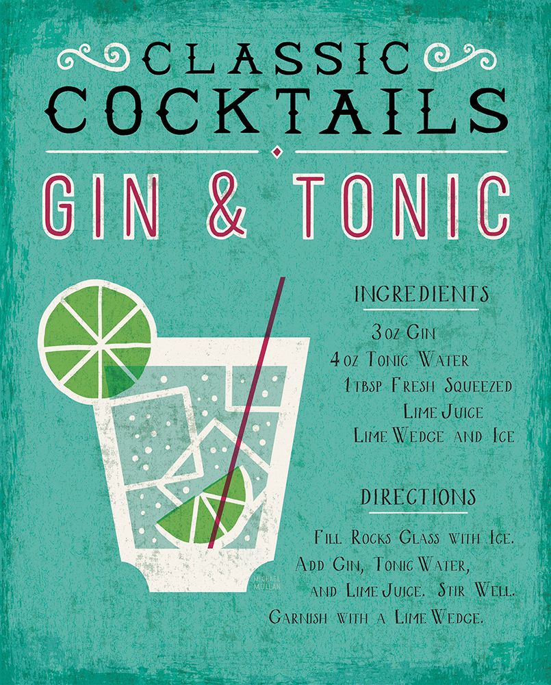 Classic Cocktail Gin and Tonic art print by Michael Mullan for $57.95 CAD