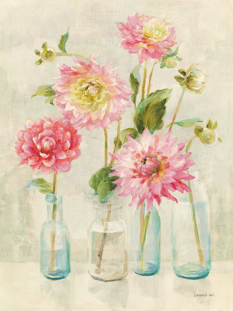 Pink Dahlias art print by Danhui Nai for $57.95 CAD