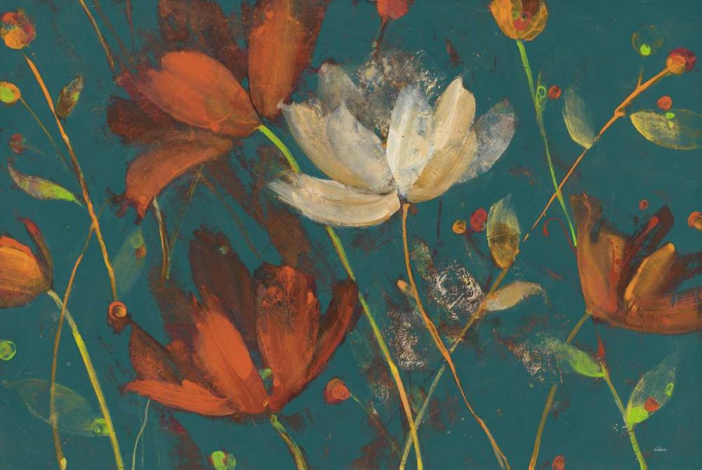 Moonlight Garden I Spice on Teal art print by Albena Hristova for $57.95 CAD