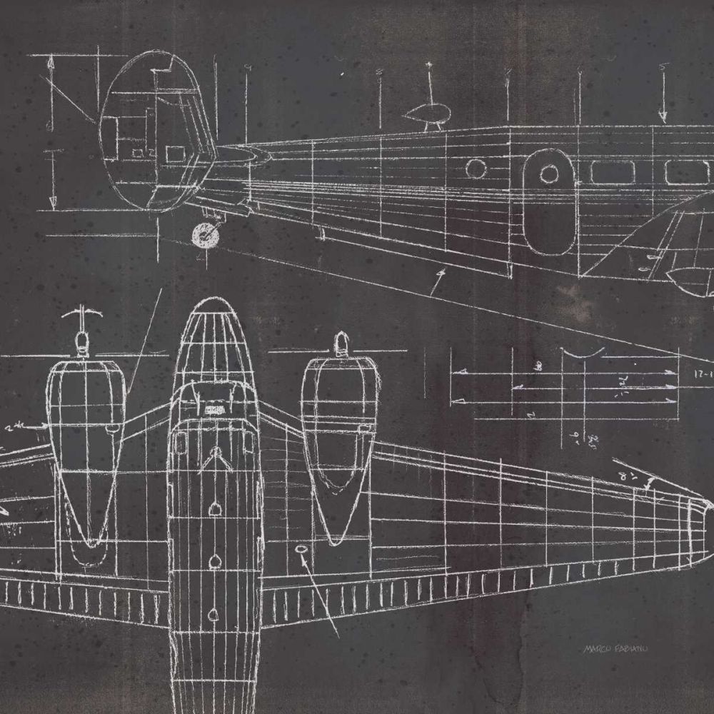 Plane Blueprint II No Words Post art print by Marco Fabiano for $57.95 CAD