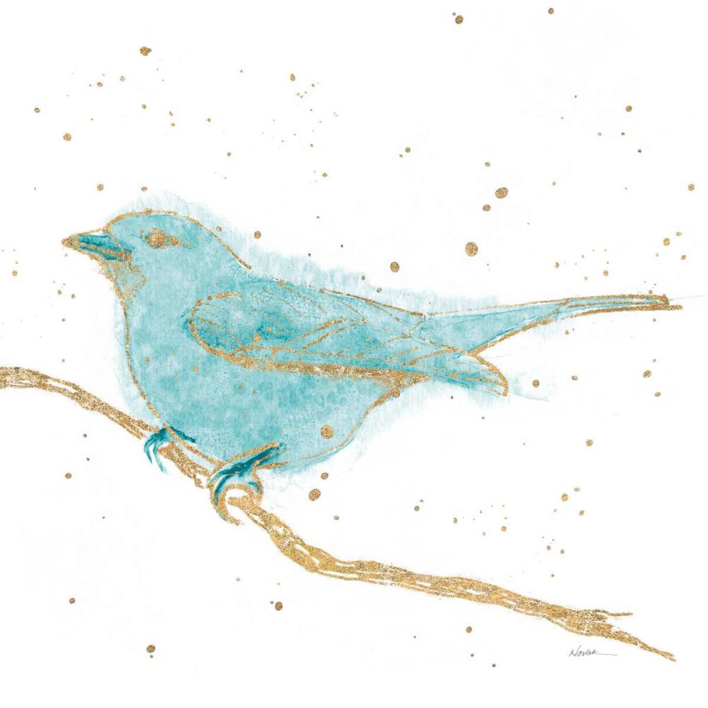 Gilded Bird I Teal art print by Shirley Novak for $57.95 CAD