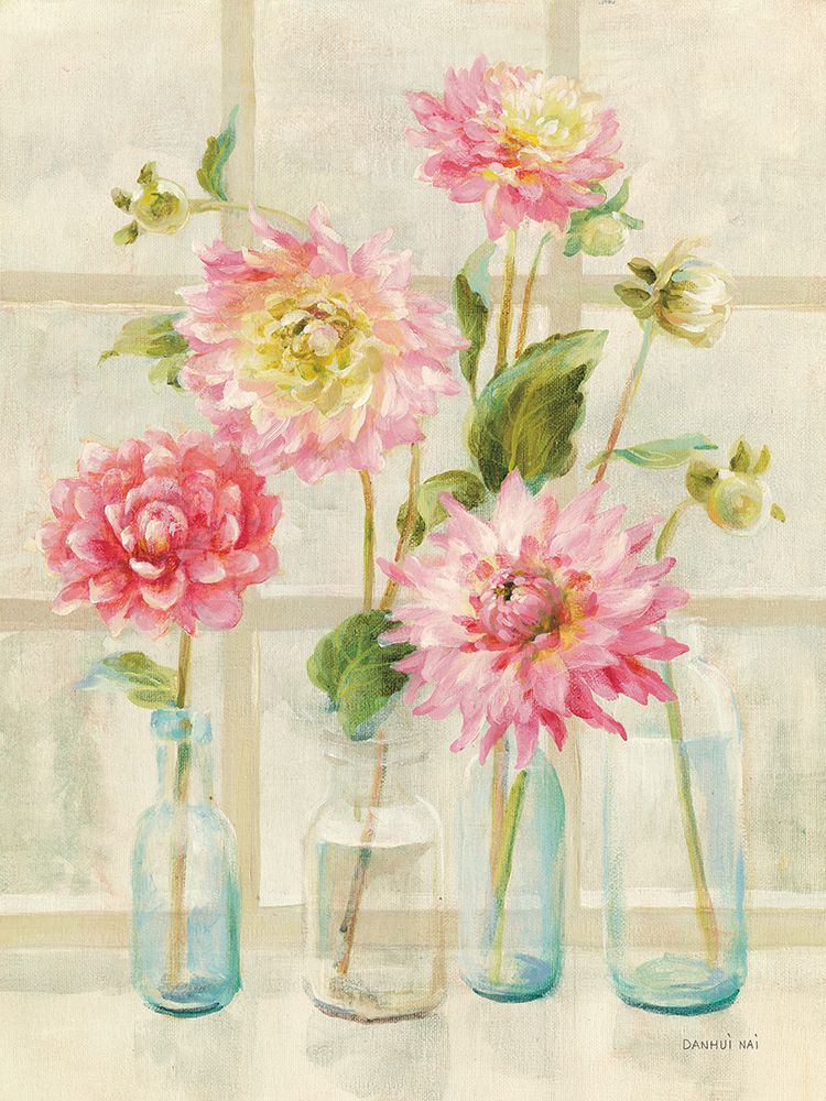 Dahlias on Windowsill art print by Danhui Nai for $57.95 CAD