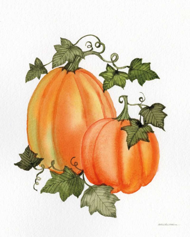 Pumpkin and Vines I art print by Kathleen Parr McKenna for $57.95 CAD