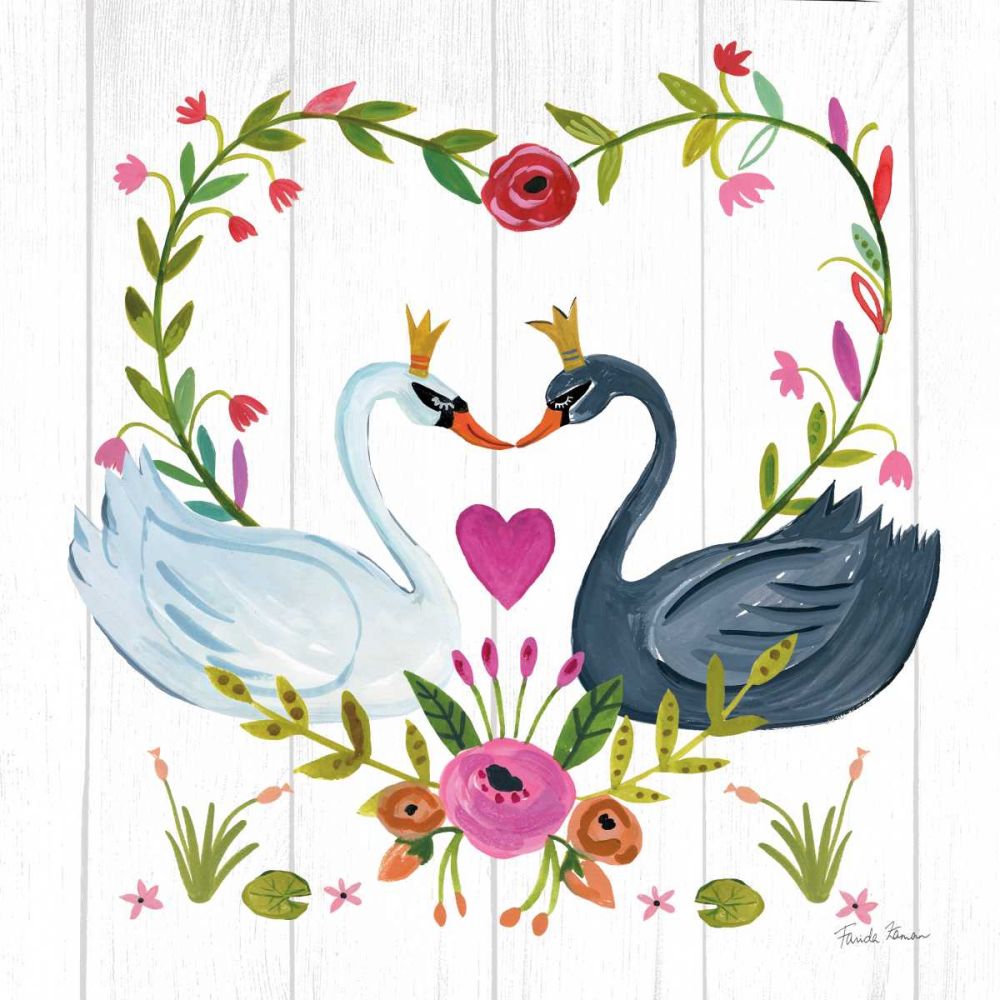 Swan Love III art print by Farida Zaman for $57.95 CAD