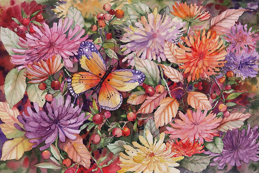Butterfly and Dahlia art print by Kathleen Parr McKenna for $57.95 CAD