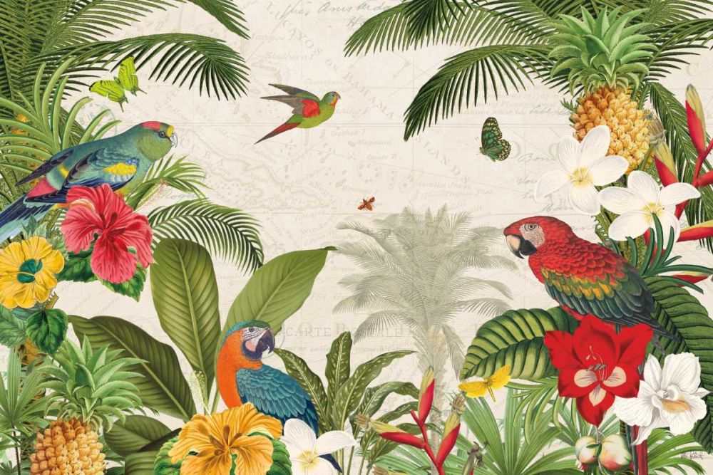 Parrot Paradise I art print by Katie Pertiet for $57.95 CAD