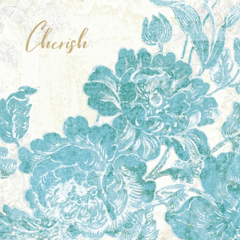 Toile Roses V Teal Cherish art print by Sue Schlabach for $57.95 CAD