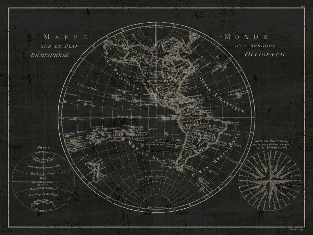 Mappemonde Etching v2 art print by Wild Apple Portfolio for $57.95 CAD