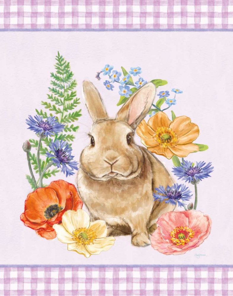 Sunny Bunny II Checker Border Purple art print by Mary Urban for $57.95 CAD
