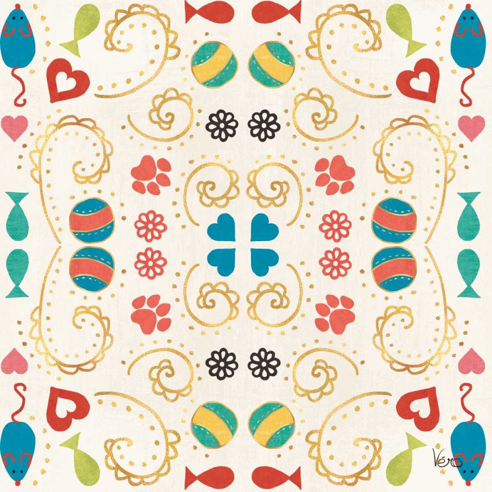 Otomi Cats Step 01A art print by Veronique Charron for $57.95 CAD
