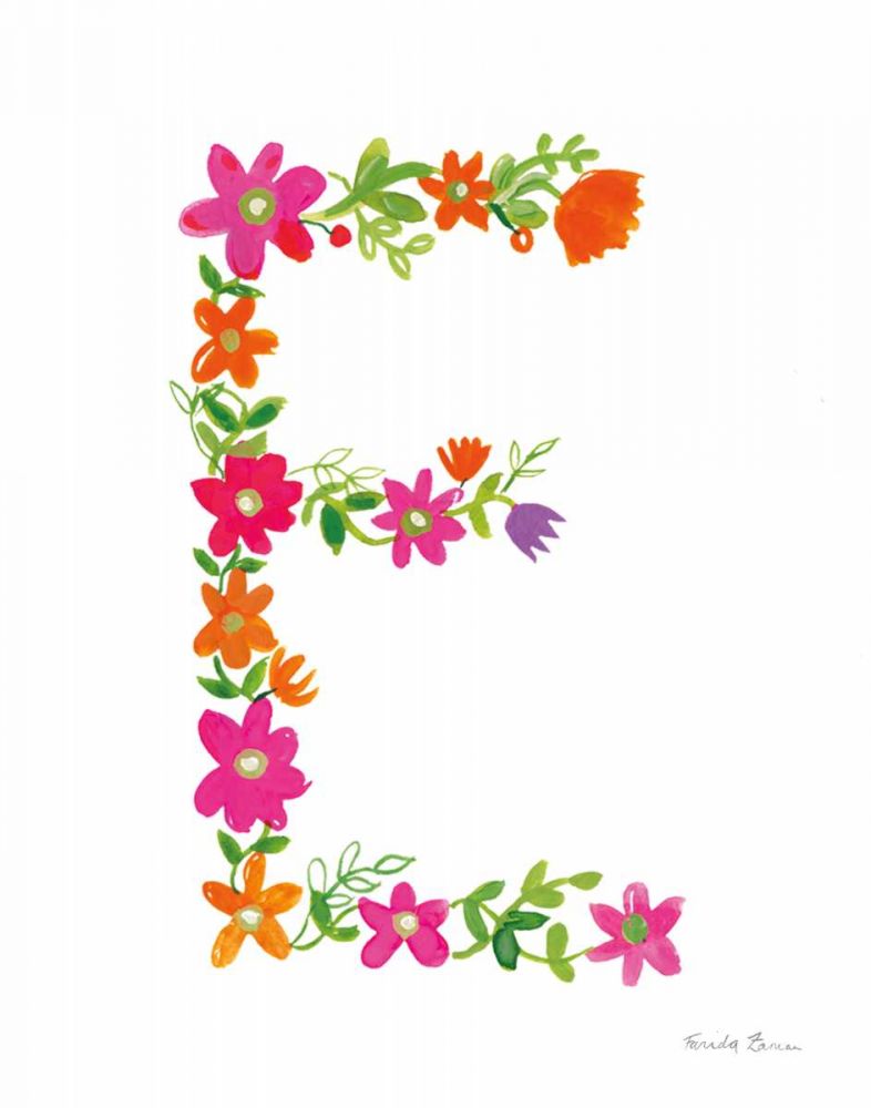 Floral Alphabet Letter V art print by Farida Zaman for $57.95 CAD
