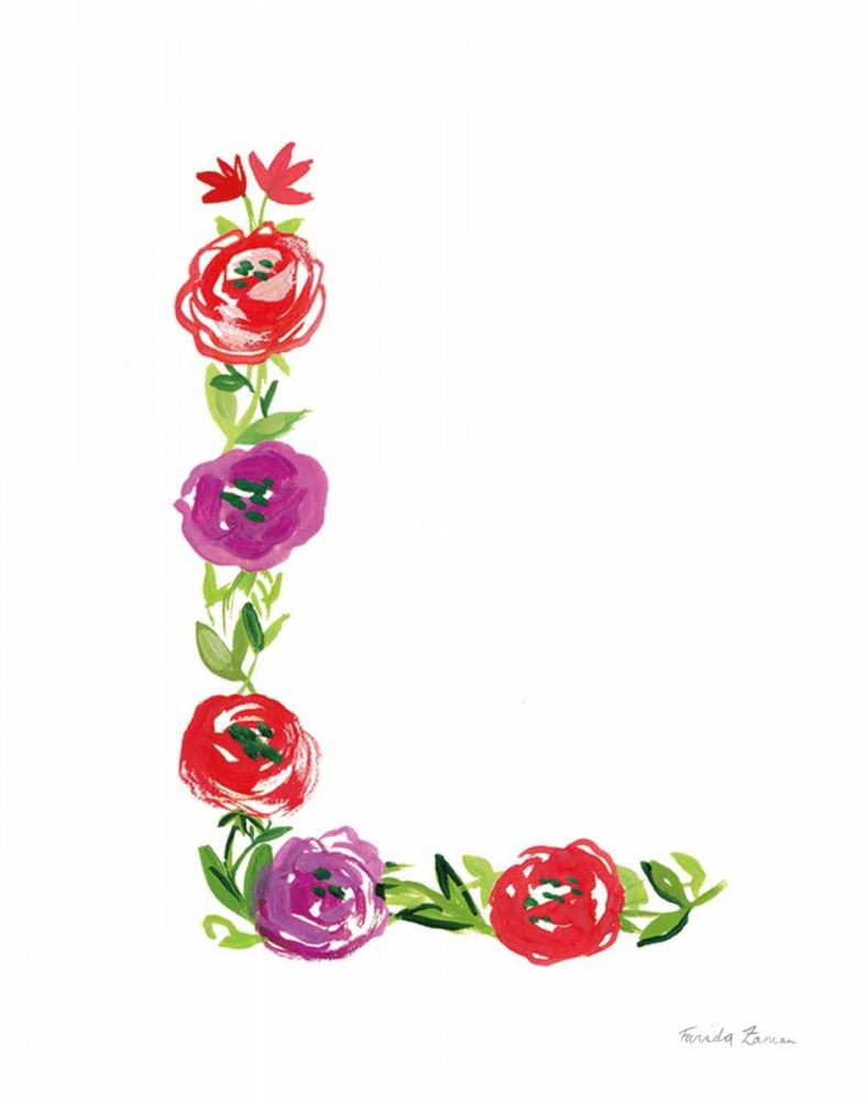 Floral Alphabet Letter XII art print by Farida Zaman for $57.95 CAD