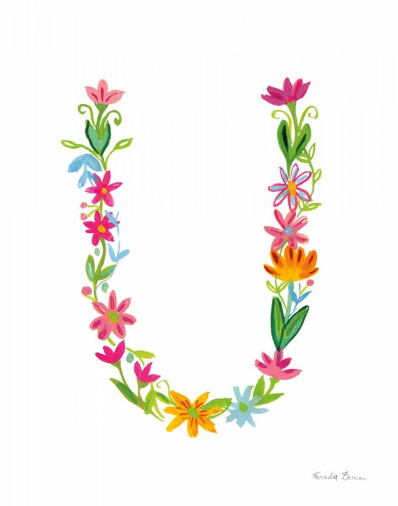 Floral Alphabet Letter XXI art print by Farida Zaman for $57.95 CAD