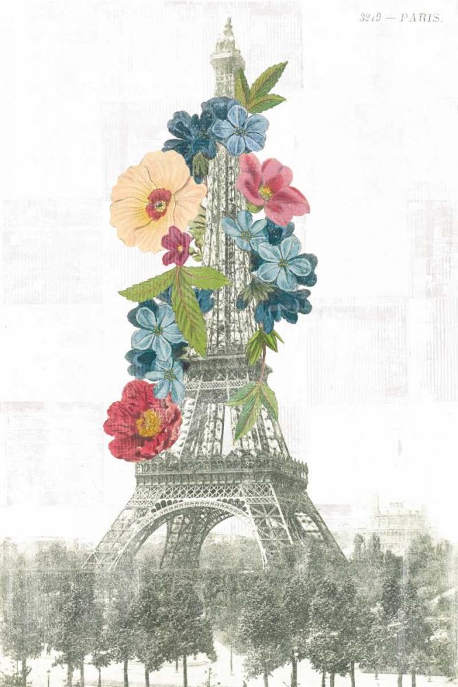 Floral Eiffel Tower art print by Wild Apple Portfolio for $57.95 CAD