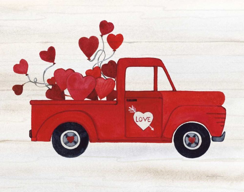 Rustic Valentine Truck art print by Kathleen Parr McKenna for $57.95 CAD