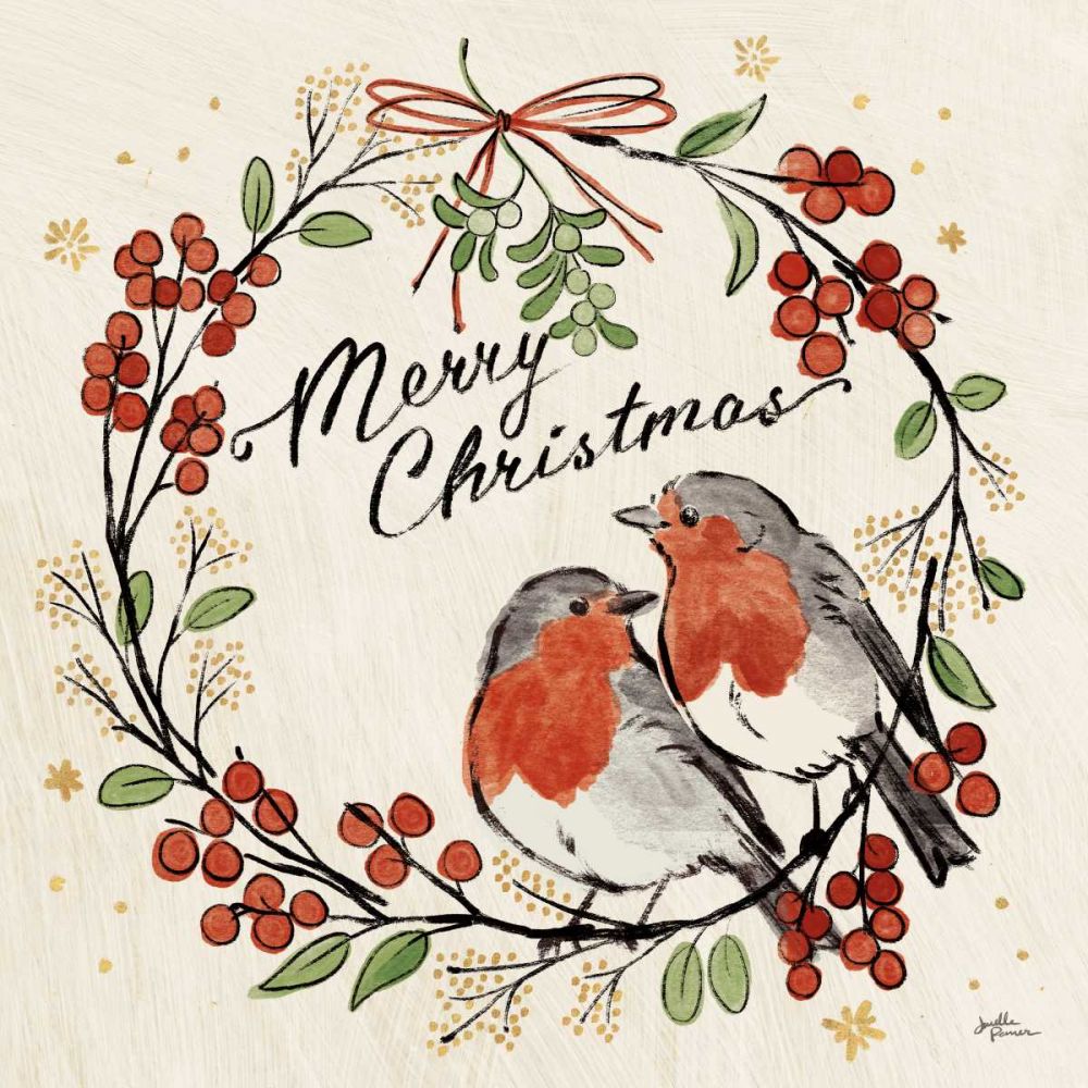 Christmas Lovebirds V art print by Janelle Penner for $57.95 CAD