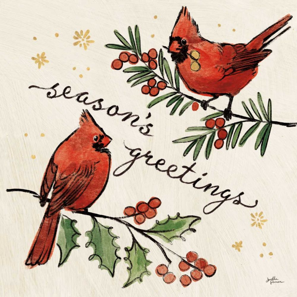 Christmas Lovebirds X art print by Janelle Penner for $57.95 CAD