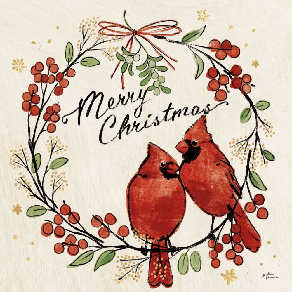 Christmas Lovebirds XII art print by Janelle Penner for $57.95 CAD