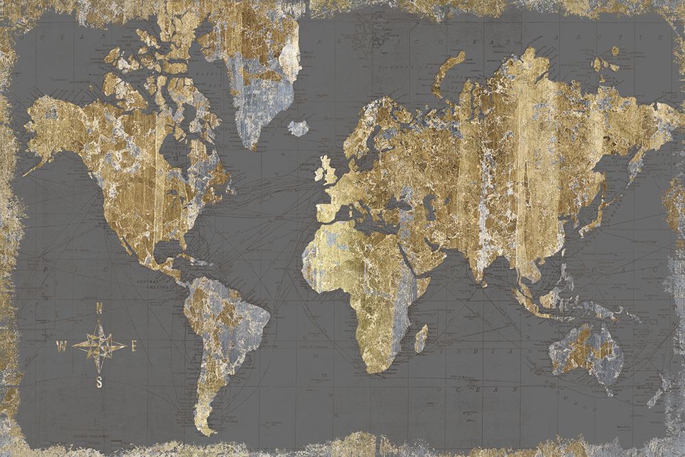 Gilded Map Gray art print by Wild Apple Portfolio for $57.95 CAD