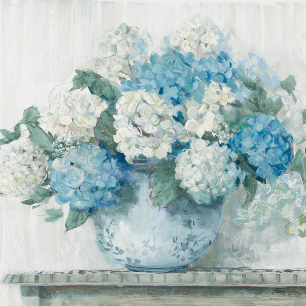 Blue Hydrangea Cottage Crop art print by Carol Rowan for $57.95 CAD