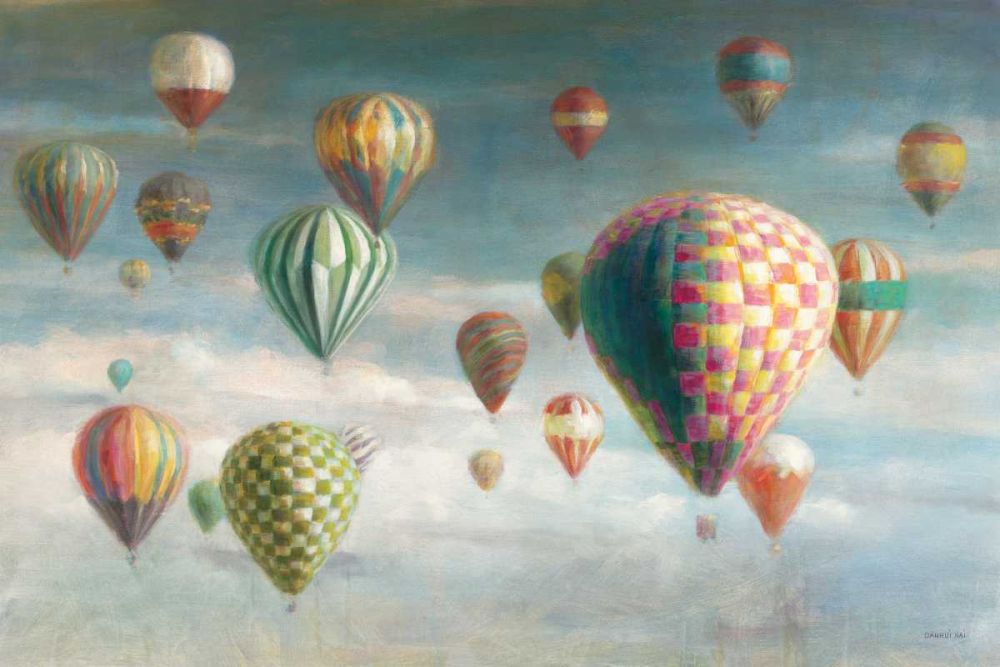 Hot Air Balloons with Pink Crop art print by Danhui Nai for $57.95 CAD