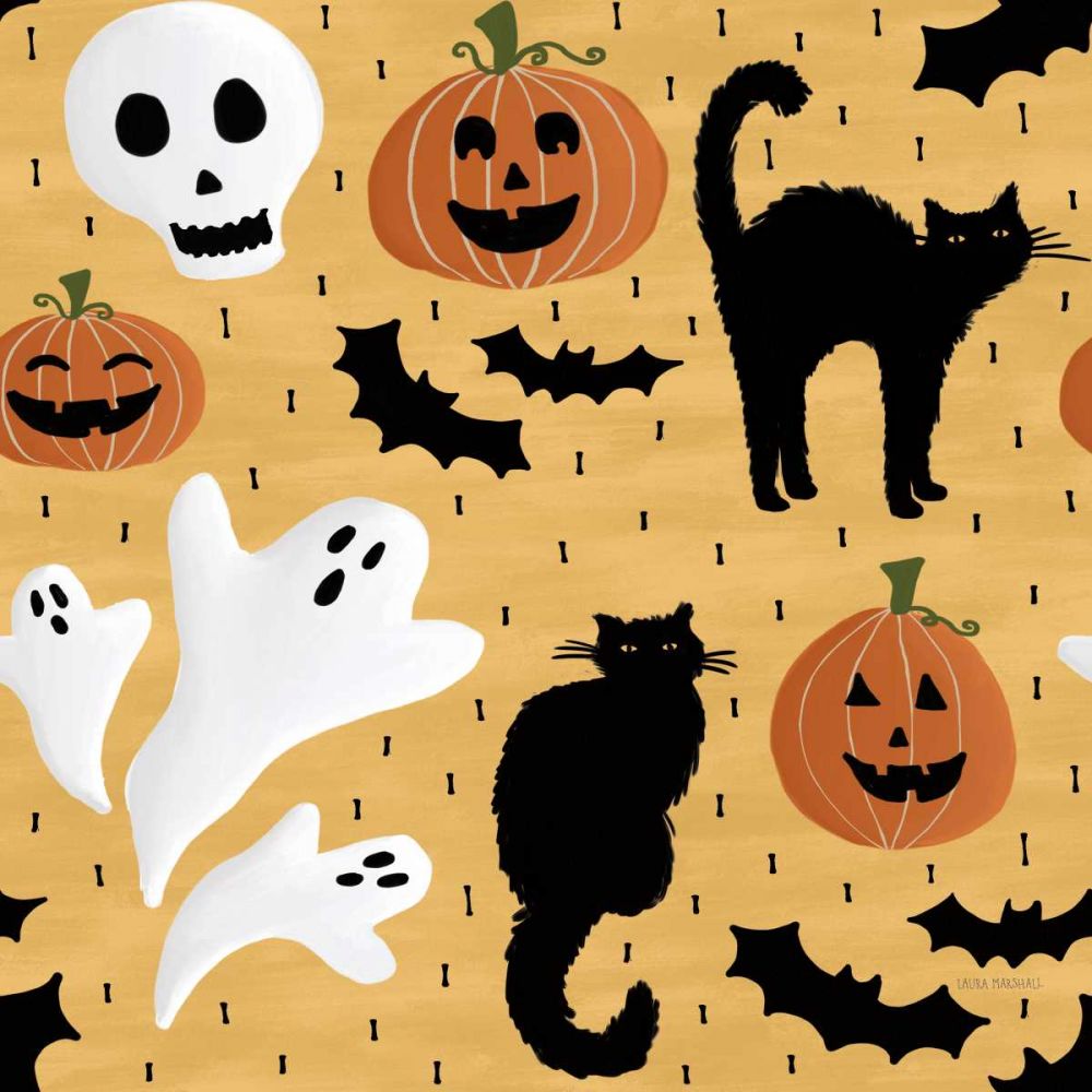 Haunted Hallowee Pattern IV art print by Laura Marshall for $57.95 CAD