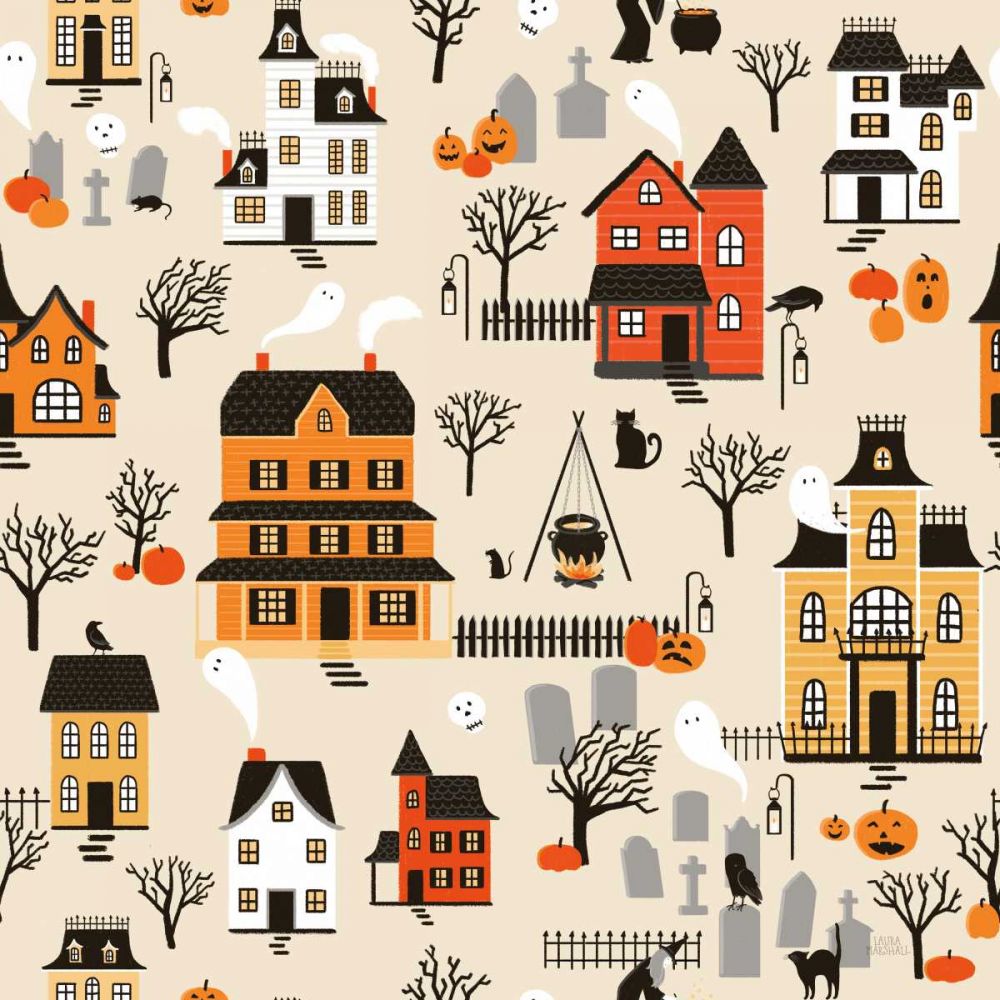 Spooky Village Pattern I art print by Laura Marshall for $57.95 CAD