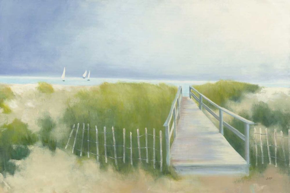 Beach Walk with Boats art print by Julia Purinton for $57.95 CAD
