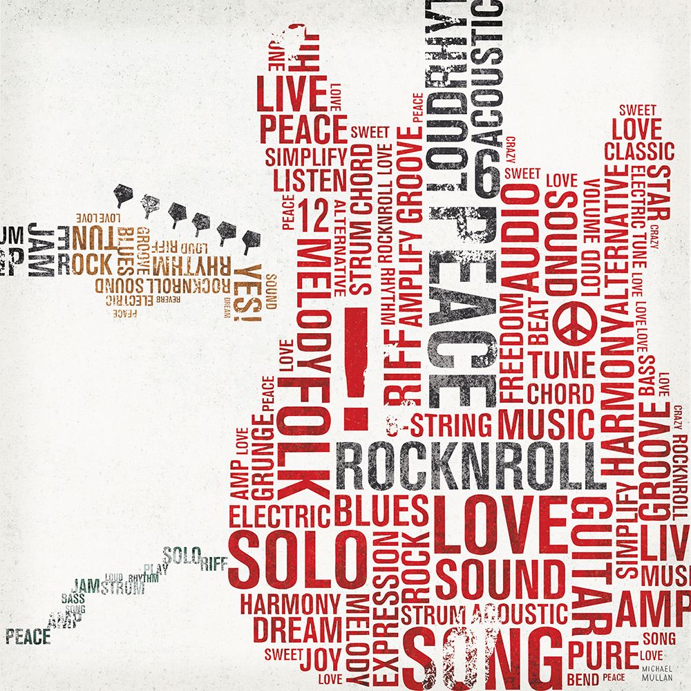 Type Guitar Colorful Square I art print by Michael Mullan for $57.95 CAD