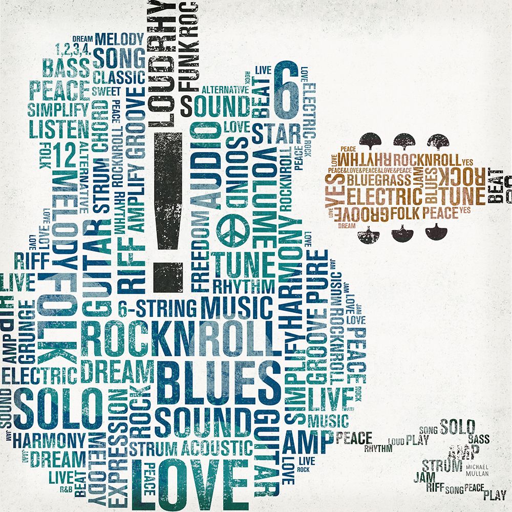 Type Guitar Colorful Square II art print by Michael Mullan for $57.95 CAD