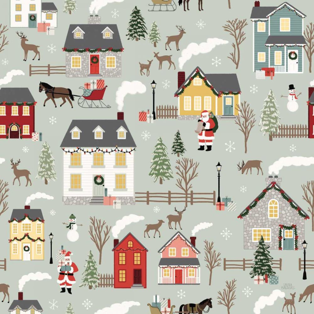Christmas Village Pattern I art print by Laura Marshall for $57.95 CAD