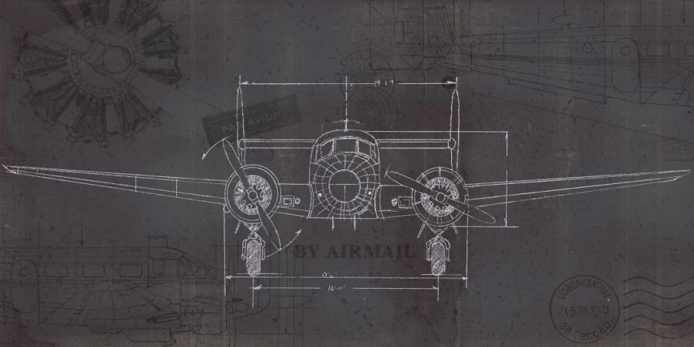 Plane Blueprint IV Wings art print by Marco Fabiano for $57.95 CAD
