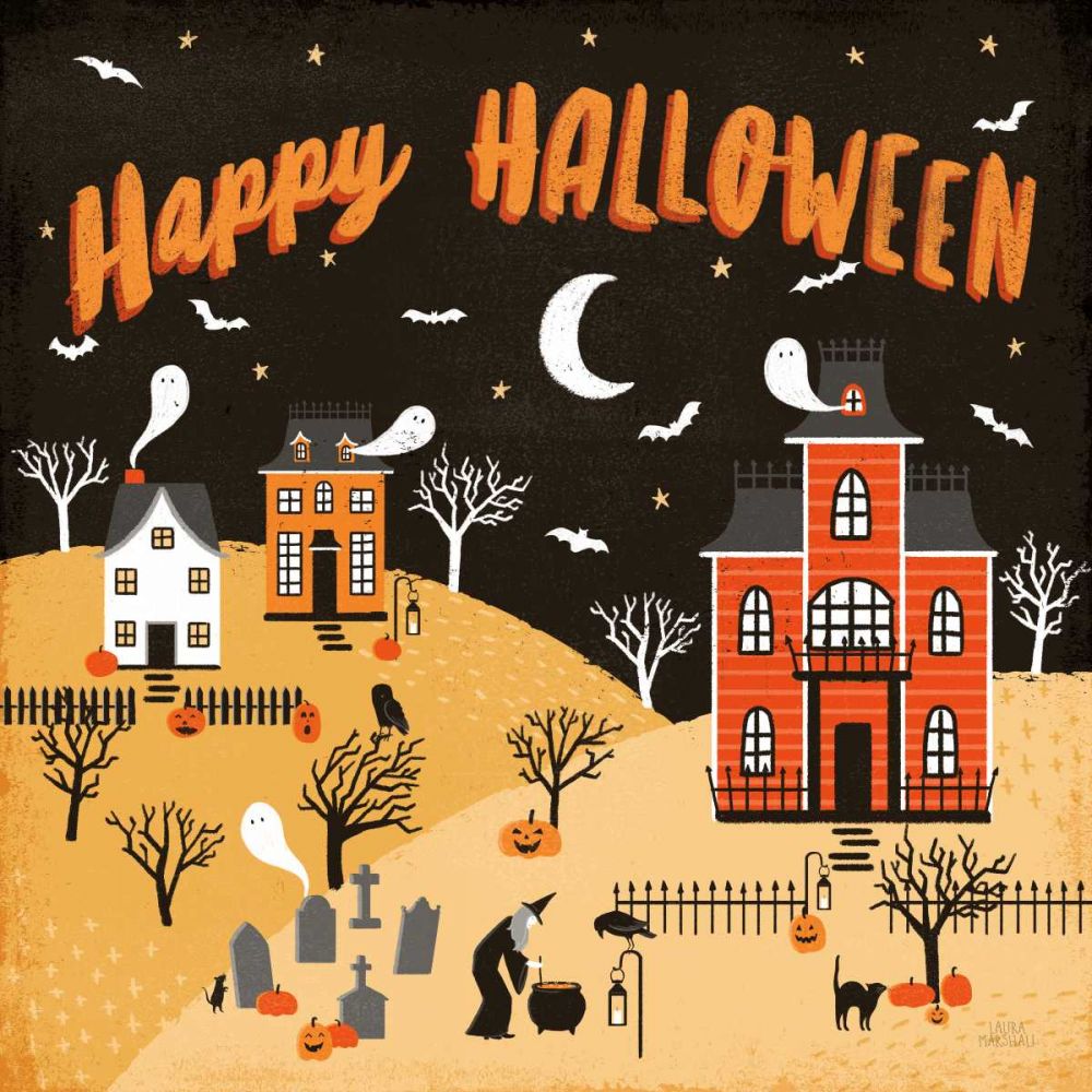 Spooky Village IV Happy Halloween art print by Laura Marshall for $57.95 CAD